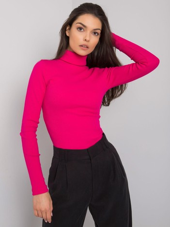 Fuchsie gestreifte Bluse mit Rollkragen Elisee RUE PARIS.