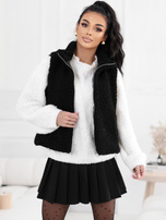 Czarna damska kamizelka teddy z suwakiem