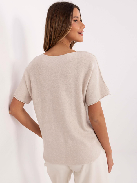 Hurt Beżowy sweter oversize z dodatkiem wiskozy