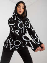 Hurt schwarze Damen Sweatshirt Plus Size mit Kapuze und Buchstaben.