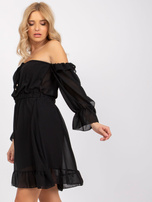 Czarna sukienka z falbankami Monaco OCH BELLA