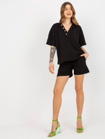 Hurtownia Czarny letni komplet dresowy z szortami