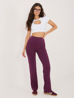 Śliwkowe dresowe spodnie z przeszyciami RUE PARIS