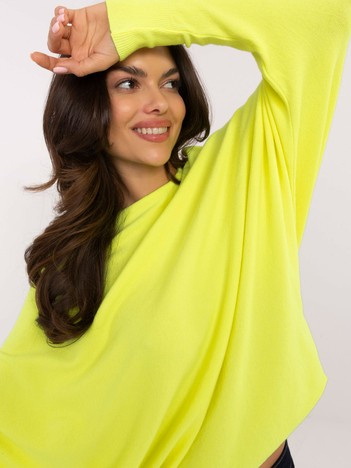 Hurt Fluo geltona oversized megztinis su ilgomis rankovėmis.
