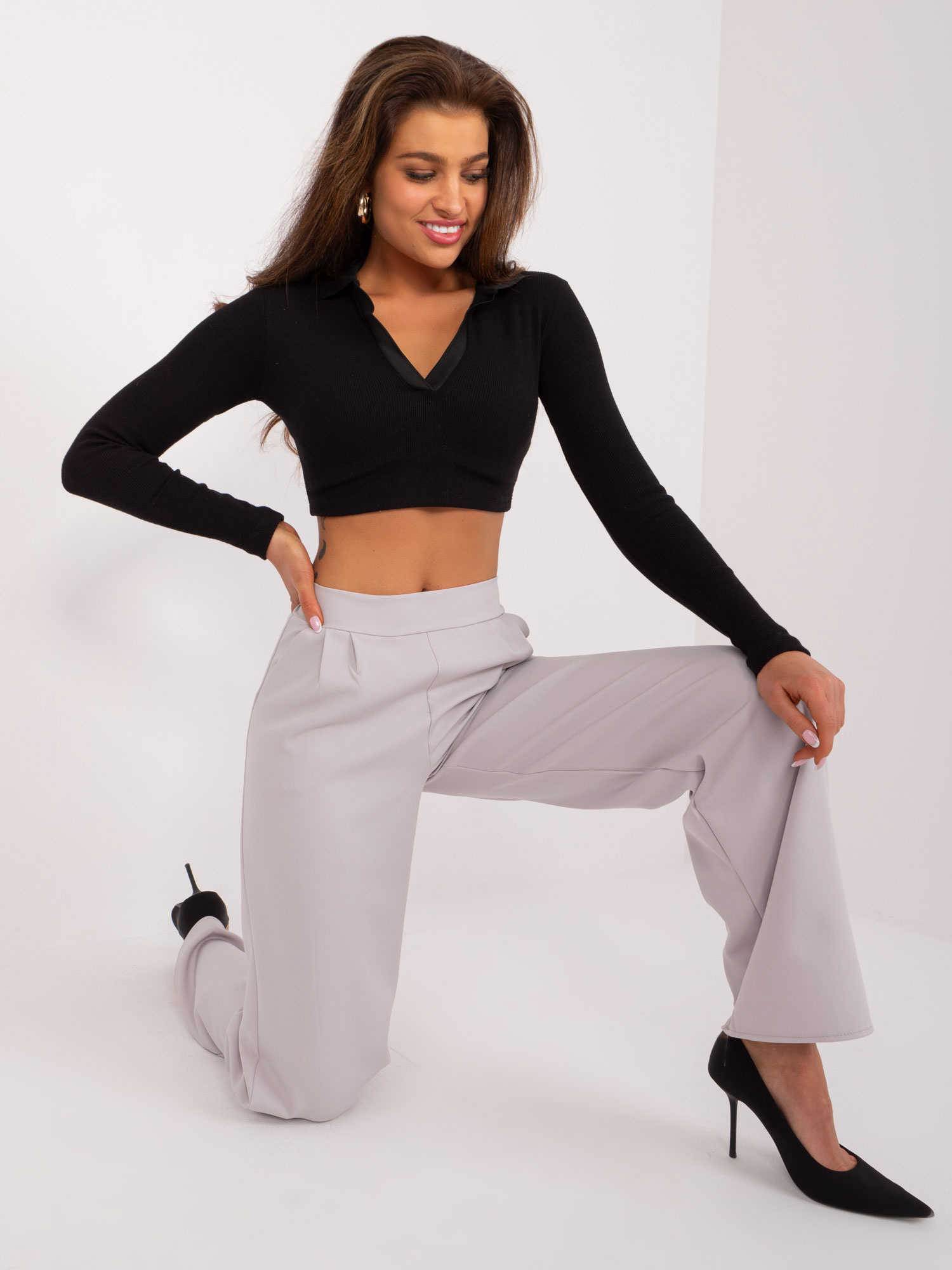 Hurt light gray fabric suit trousers RUE PARIS.