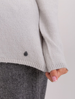 Hurt Jasnoszary damski sweter klasyczny z dekoltem V