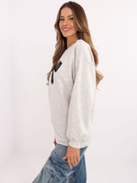 Hurt Jasnoszara melanżowa bluza bez kaptura z naszywką