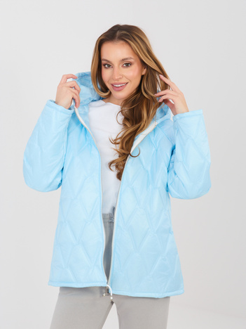 Pastelowa niebieska pikowana kurtka oversize