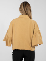 Camelowa jeansowa kurtka z kołnierzykiem RUE PARIS 