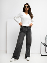 Ecru prążkowana bluzka z bawełny RUE PARIS 