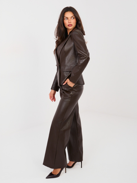 Czekoladowe spodnie z ekoskóry z kieszeniami