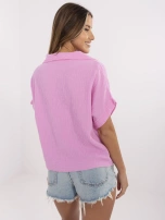 Różowa muślinowa koszula z kołnierzykiem