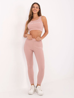 Jasnoróżowy sportowy komplet w prążek FOR FITNESS 