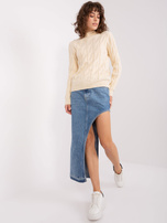 Hurtownia Kremowy damski sweter z warkoczami