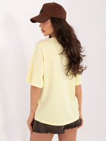 Jasnożółty damski t-shirt basic z bawełny RUE PARIS 