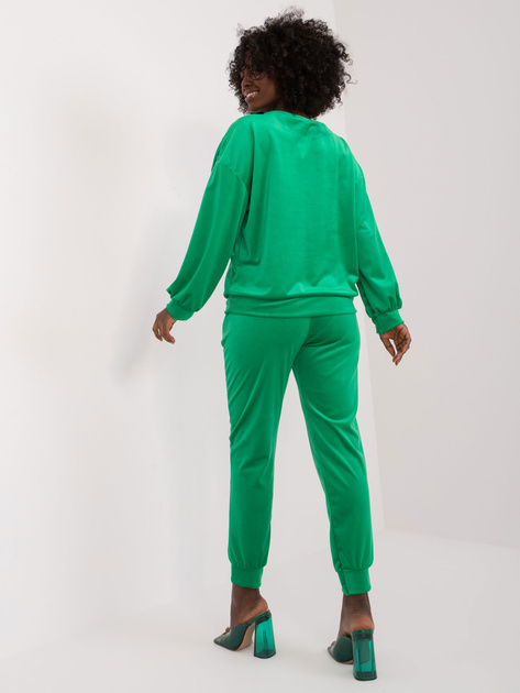 Hurtownia Zielony casualowy komplet welurowy z bluzą