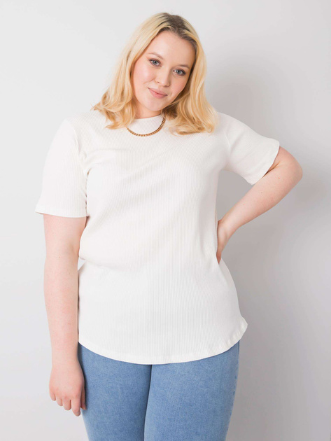 Ecru bluzka plus size prążkowana Stella