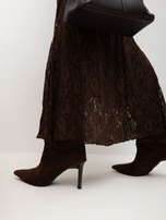 Brown long mermaid lace skirt.