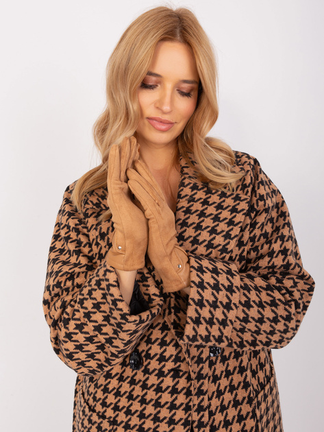 Hurt Camelowe eleganckie rękawiczki damskie