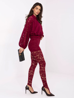 Burgundowa koronkowa koszula od kompletu