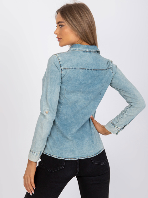 Jasnoniebieska koszula jeansowa z długim rękawem RUE PARIS