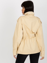 Hurt Jasnobeżowa bawełniana kurtka przejściowa ze ściągaczami