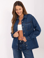 Ciemnoniebieska jeansowa kurtka z kołnierzykiem SUBLEVEL