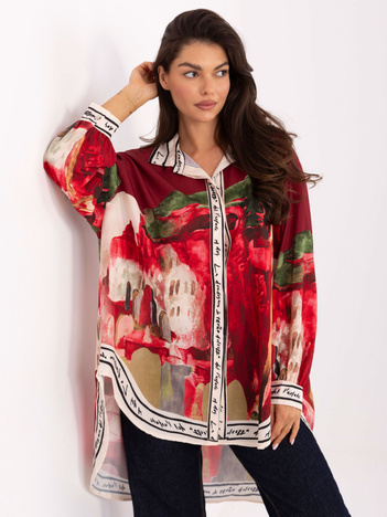 Bordowa asymetryczna koszula oversize RUE PARIS