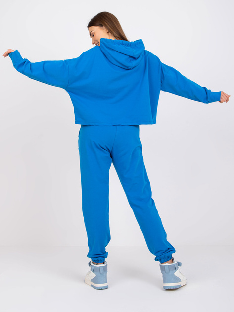 Ciemnoniebieski dresowy komplet dwuczęściowy basic z kapturem