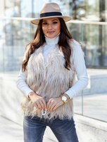 Beżowa damska kamizelka futrzana Romi