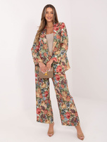 Zielona elegancka marynarka w kwiaty RUE PARIS 