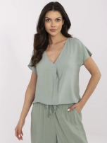 Pistacjowa bluzka z krótkim rękawem SUBLEVEL