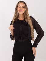 Czarna przezroczysta koszula z żabotem