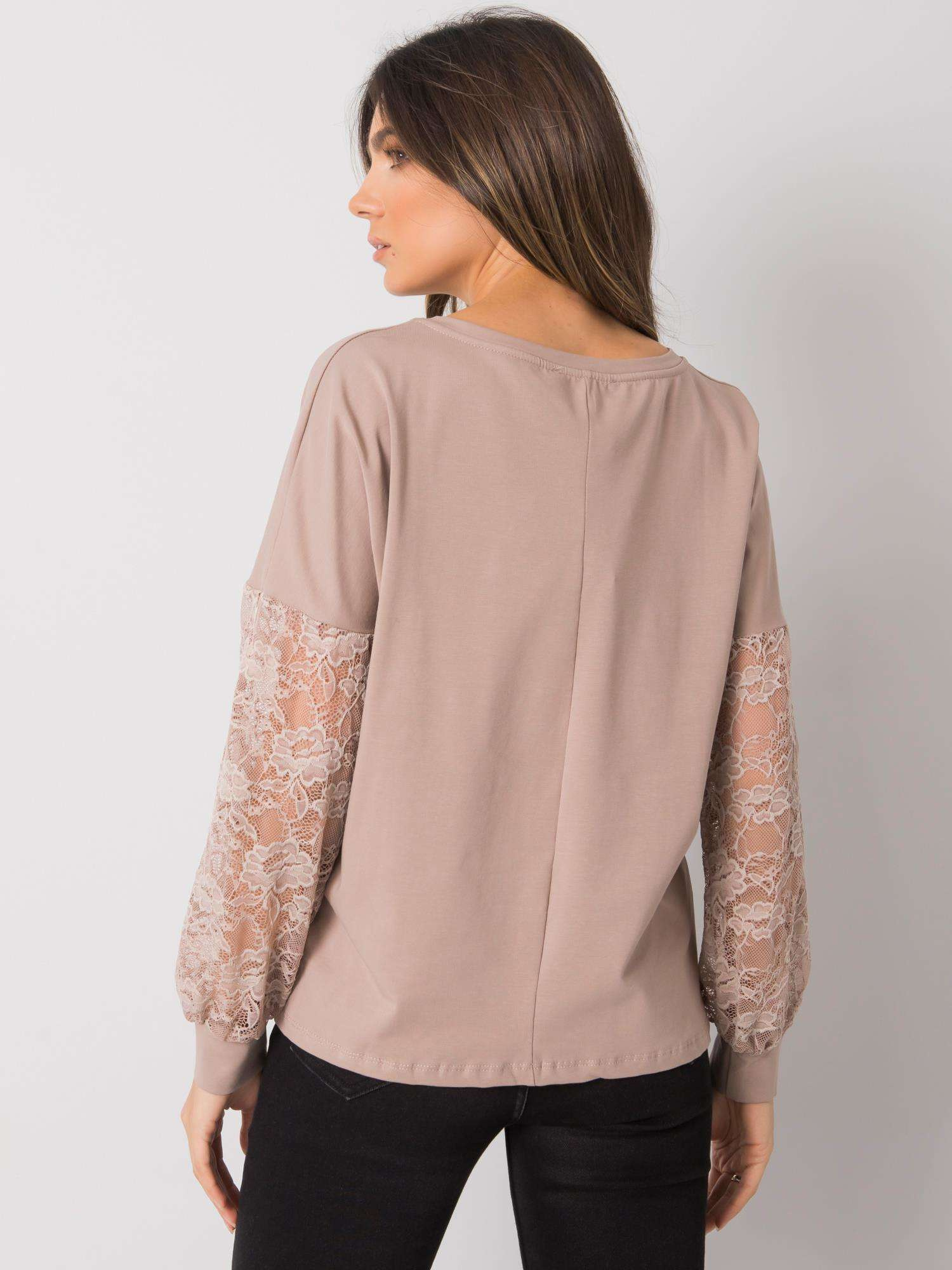 Dark beige blouse with lace Shantelle RUE PARIS