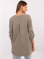 Hurt Ciemnobeżowa bluzka koszulowa z muślinu