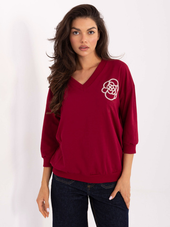 Bordowa casualowa bluzka z bawełny