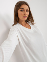 Hurt Ecru prążkowany komplet casualowy o kroju oversize