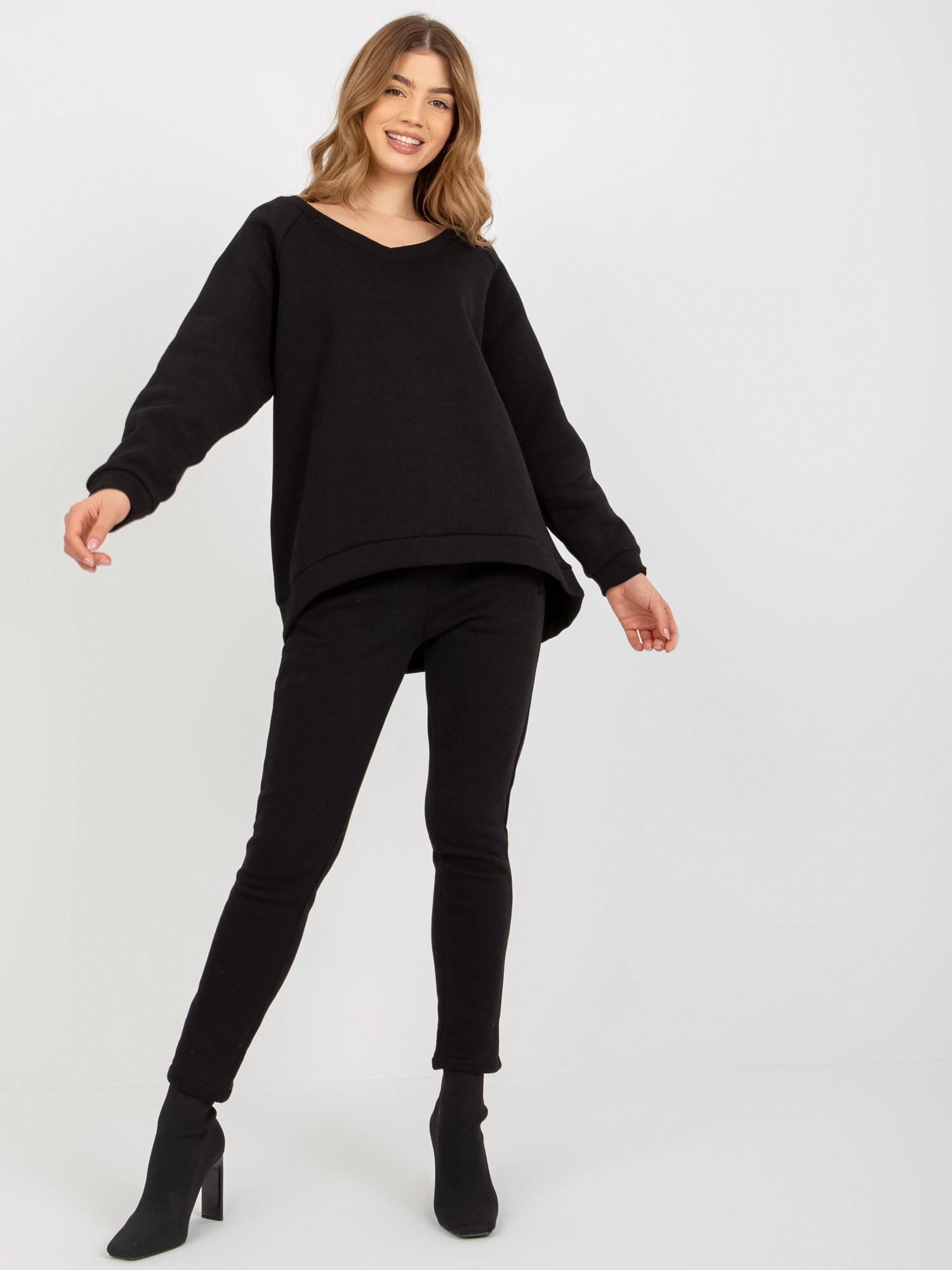 Hurt Czarny dwuczęściowy komplet basic z bluzą oversize