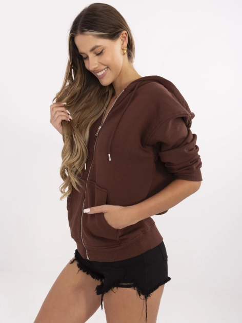 Brązowa rozpinana bluza oversize z kapturem