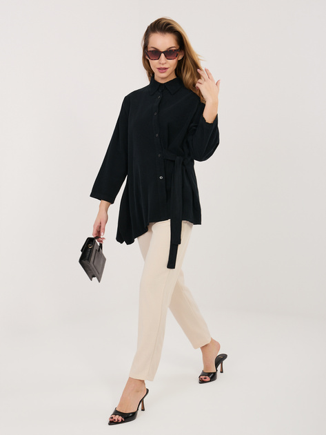 Czarna rozpinana koszula z sztruksu RUE PARIS