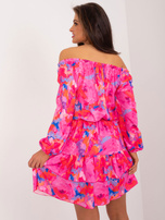 Hurt Dark Pink Off-the-Shoulder Dress with Ruffle RUE PARIS