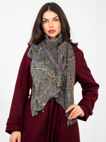 Ciemnoszara damska chusta z nadrukiem