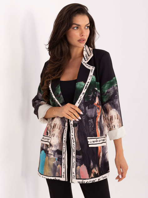 Czarna damska marynarka z nadrukiem