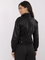 Hurtownia Czarna damska kurtka ramoneska z paskiem