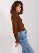 Hurtownia Brązowy sweter klasyczny z długim rękawem