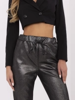 Hurt Czarne połyskujące spodnie z gumką w pasie