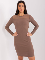 Hurt BASIC FEEL GOOD Brązowa sukienka z długim rękawem