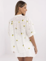 Ecru summer shirt with lemon print.