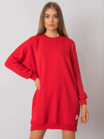 Odile RUE PARIS Red Long Sleeve Sweatshirt Dress