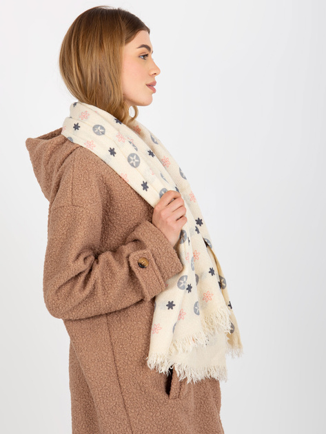 Hurtownia online Ecru damski szal z printami